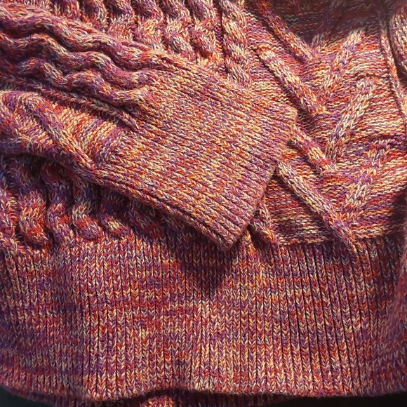 Gap Cable Crewneck Pink/Purple 100% Cotton Fisherman Sweater - M - Great Cond - Picture 7 of 8